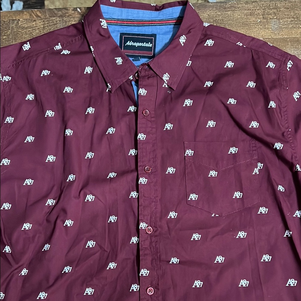 Aeropostale Men's Maroon Logo Shirt